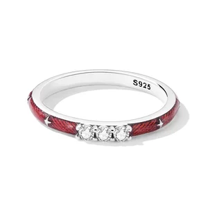 Сребърен пръстен Triple Crystal Red