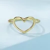 Сребърен пръстен Голямо златно просто сърце picture - 2
