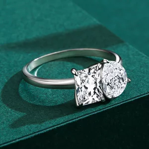 Сребърен пръстен двойни кристали