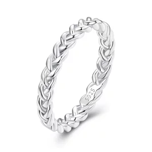 Сребърен пръстен просто плетено въже
