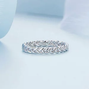 Сребърен пръстен просто плетено въже