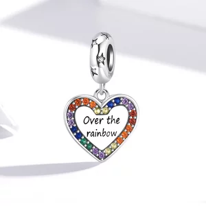 Сребърен талисман Colorful Heart Charm