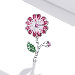 Сребърен талисман Pink Flower