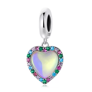 Сребърен талисман Rainbow Heart Drop