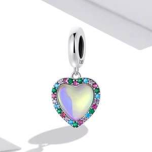 Сребърен талисман Rainbow Heart Drop