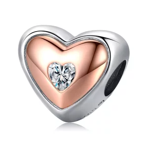 Сребърен талисман Rose Gold Heart Shape