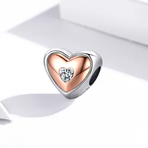 Сребърен талисман Rose Gold Heart Shape
