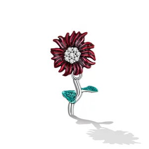 Сребърен талисман Червен слънчоглед