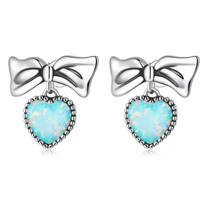 Сребърни обеци Color Bowknot