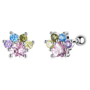 Сребърни обеци Crystal Paw Studs