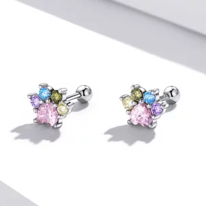 Сребърни обеци Crystal Paw Studs