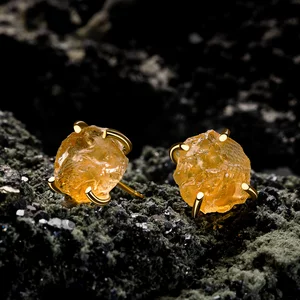 Сребърни обеци Golden Piece of Citrine
