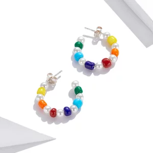 Сребърни обеци Rainbow Shell Pearl