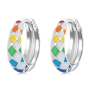 Сребърни Обици Цветни Ромбове