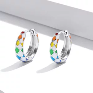 Сребърни Обици Цветни Ромбове