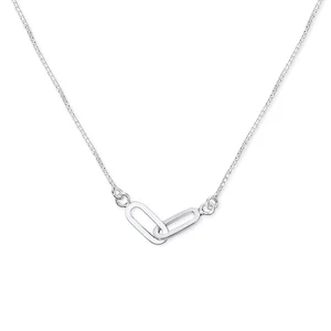 Сребърно колие Double Link Paper Clip