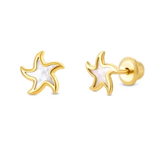 14K arany fülbevaló Mother of Pearl Starfish