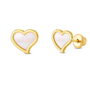 14K arany fülbevaló Pearled Cartoon Hearts