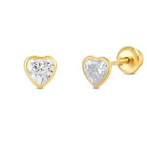 14K arany fülbevaló Small Crystal Hearts