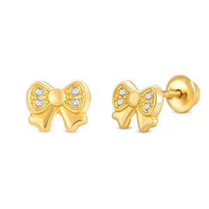 14K arany fülbevaló Studded Bow