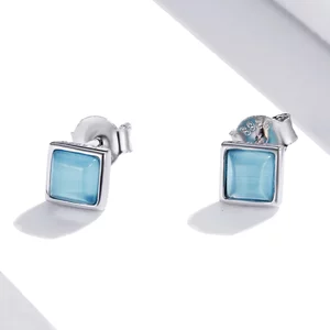 Blue Squares ezüst fülbevaló