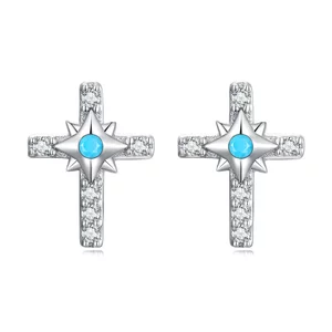 Csillagozott kereszt ezüst fülbevaló