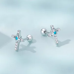 Csillagozott kereszt ezüst fülbevaló