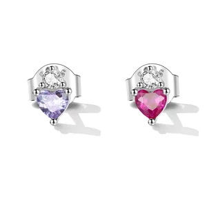 Dual Color Hearts ezüst fülbevaló