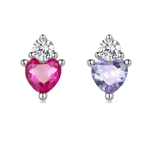 Dual Color Hearts ezüst fülbevaló