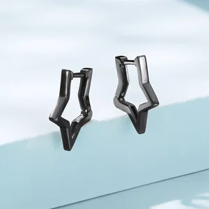 Egyszerű Black Stars ezüst fülbevaló