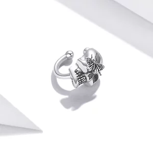 Ezüst Skull Clip Fülbevaló