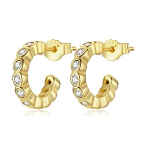 Golden Crystal Studded Hoops ezüst fülbevaló