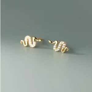 Golden Crystal Studded Snake ezüst fülbevaló