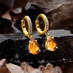 Golden Elegant Cirine Drop ezüst fülbevaló