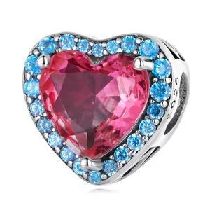 Je t'Aime Crystal Heart ezüst talizmán