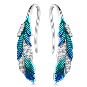 Kék Feather ezüst fülbevaló