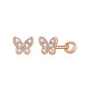 Kis Studded Rose Butterfly ezüst fülbevaló