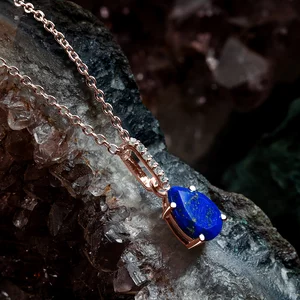 Rose Gold csepp Lapis Lazuli ezüst medál