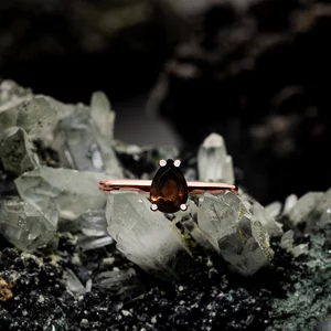 Rose Gold Serene Bliss füstkvarc ezüst gyűrű