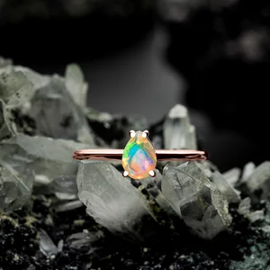 Rose Gold Serene Bliss Opál ezüst gyűrű