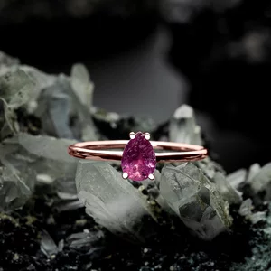 Rose Gold Serene Bliss rubin ezüst gyűrű