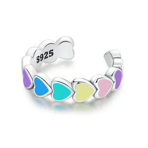 Színes szívek ezüst FÜLBEÁLLÓ