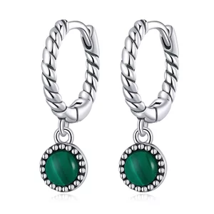 Twisted Green Drops ezüst fülbevaló
