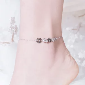 Bratara de glezna din argint Coins Circles