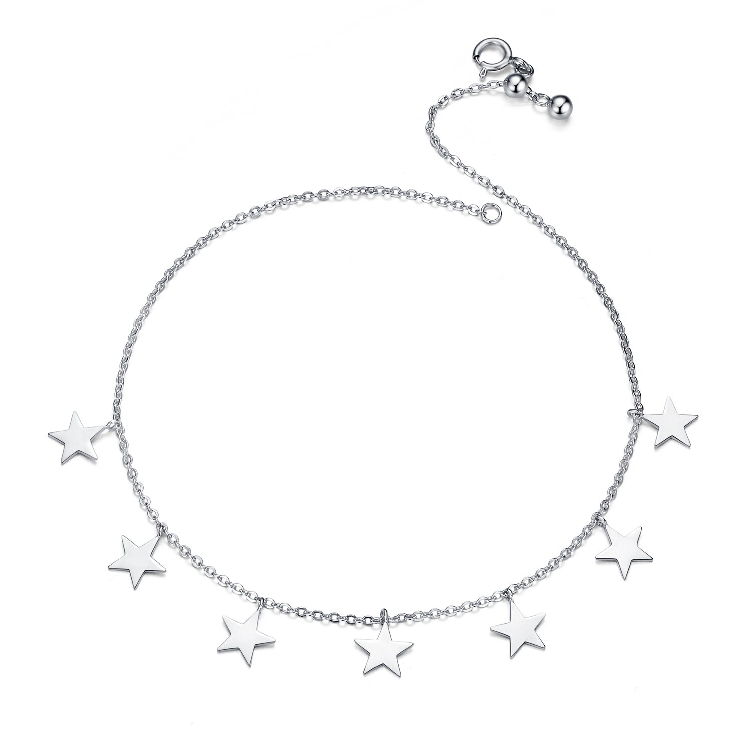 Bratara de glezna din argint silver stars chain