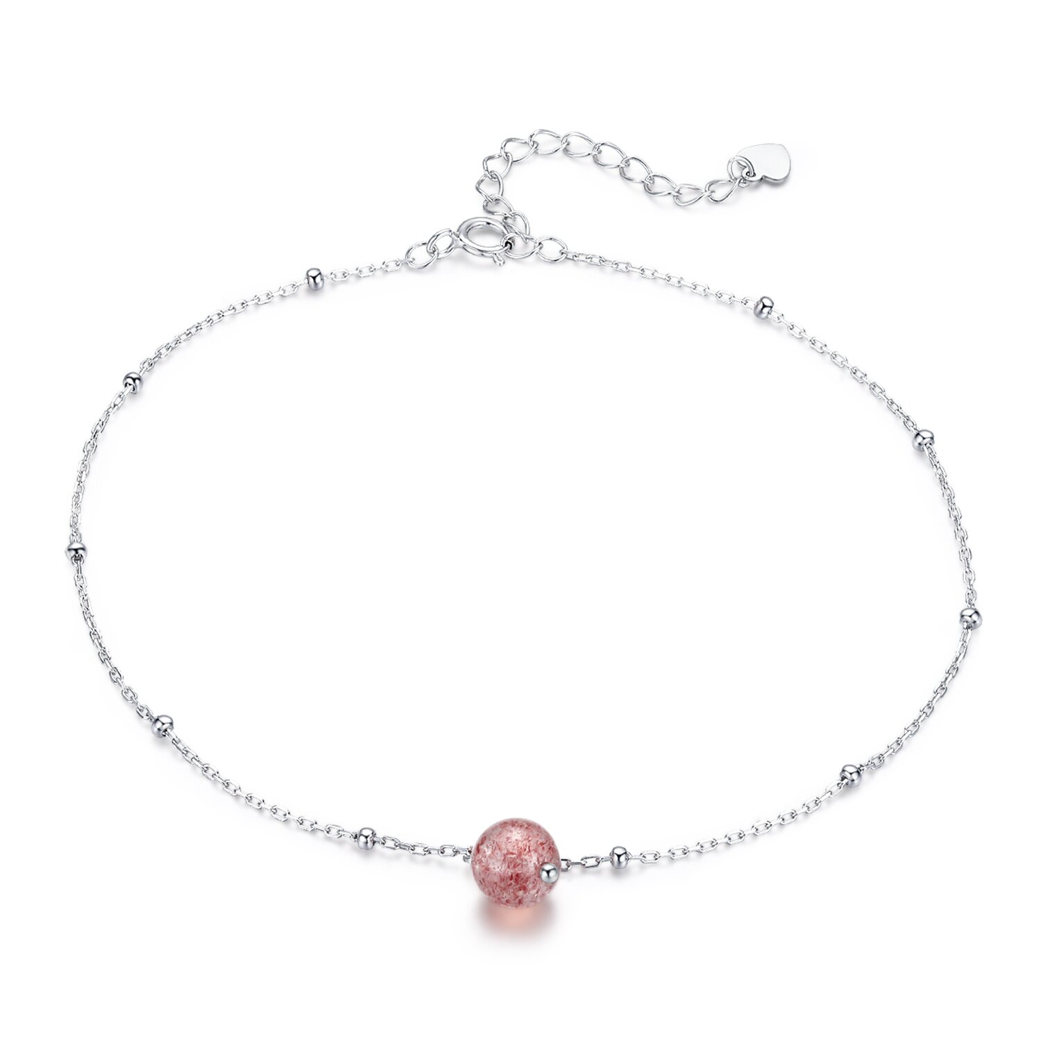 Bratara de glezna din argint sweet pink bead