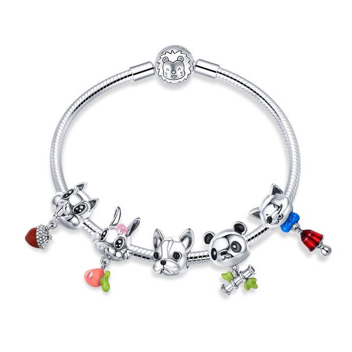 Bratara din argint 925 cu talismane silver animals