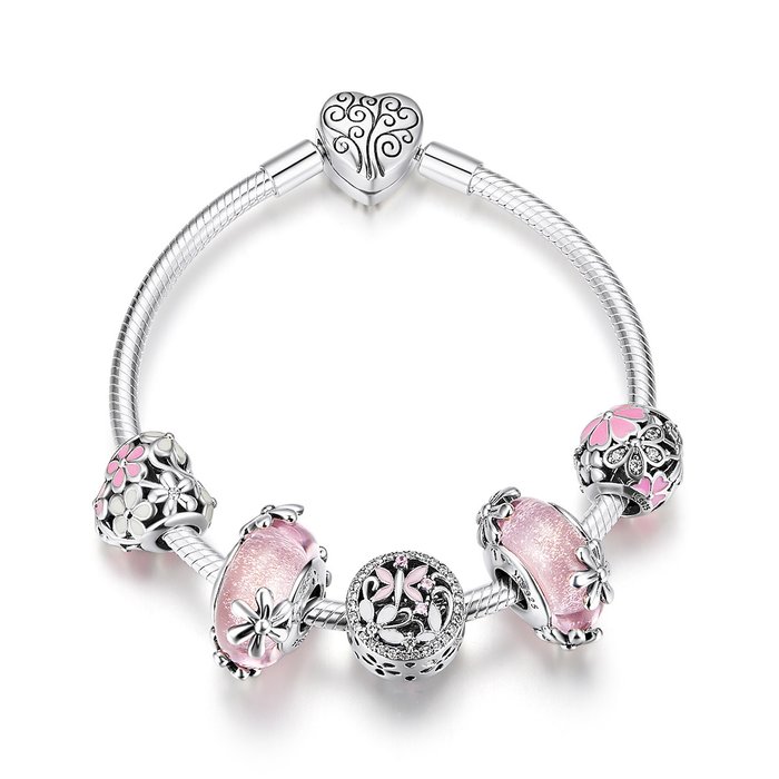 Bratara din argint 925 garden pink daisy