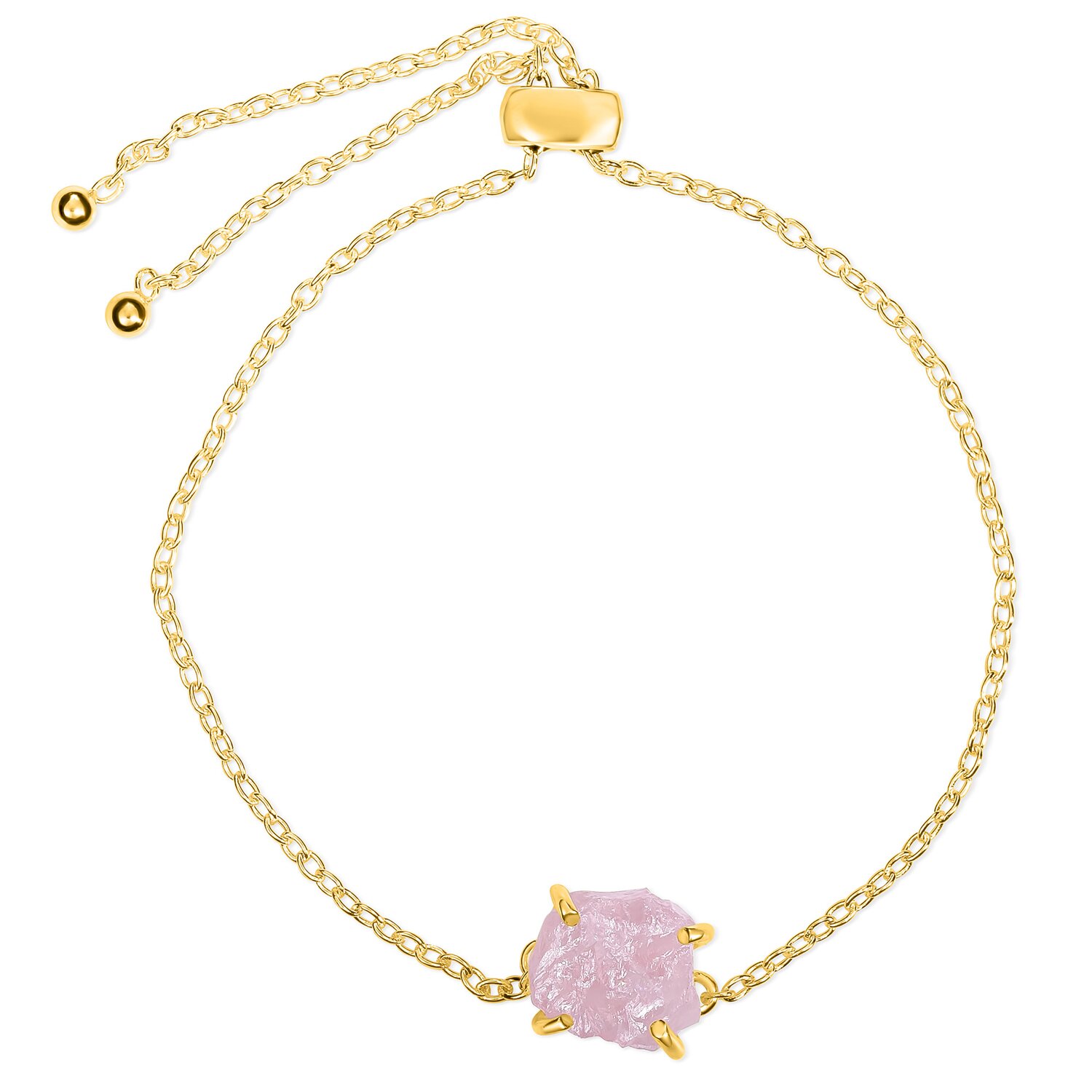 Bratara din argint Golden Piece of Rose Quartz