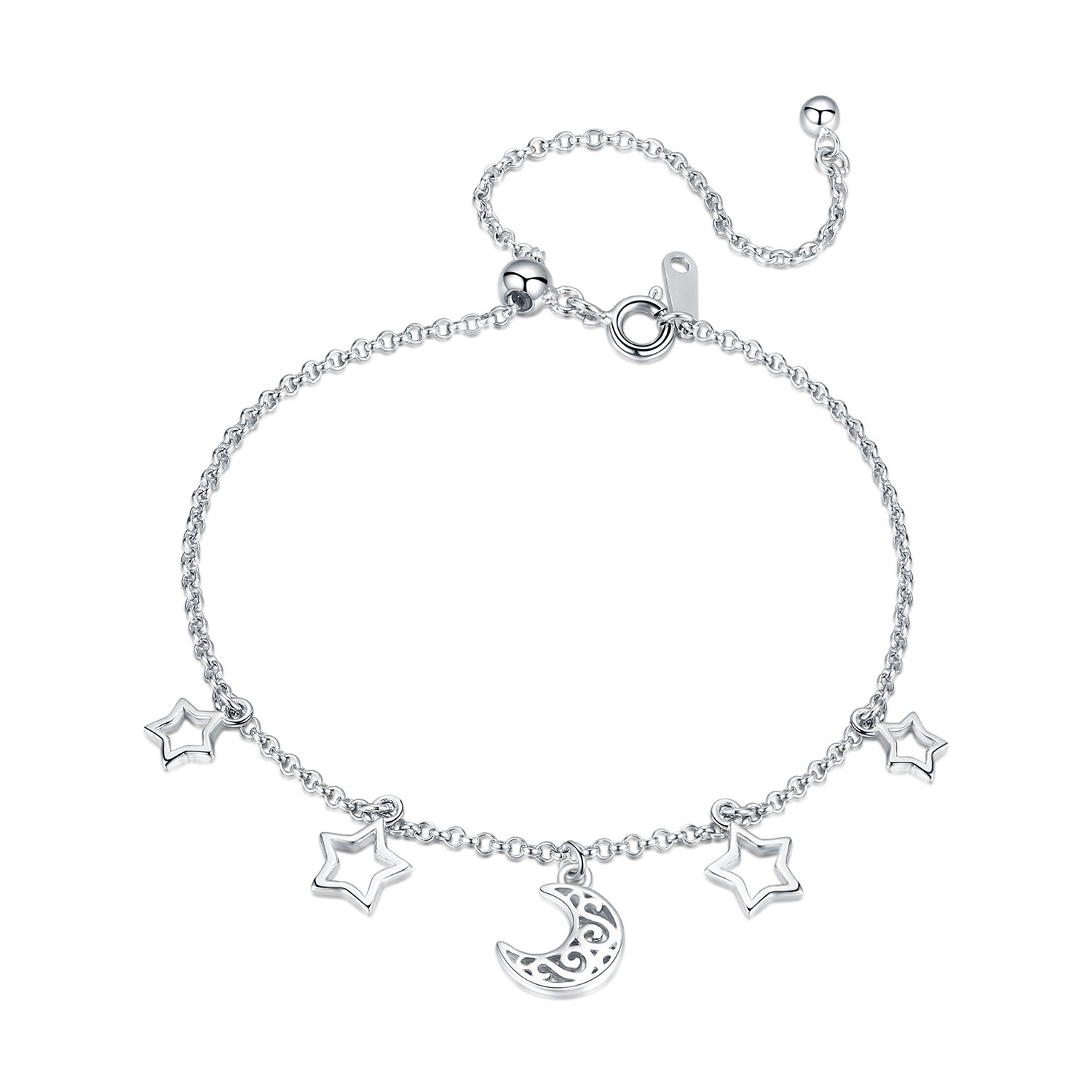 Bratara din argint moon and stars chain